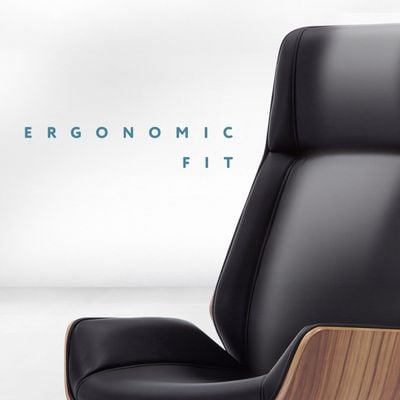 Premium Design Executive Chair - Ergonomic High-Back Office Chair with Natural Wood Case, Comfortable Seat, PU Leather, and Aluminum Base