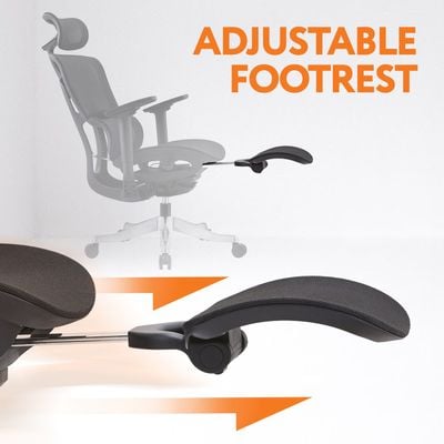 Premium Office Chair - Ergonomic Dynamic Backrest, Synchro Reclining, High-Back, Lumbar Support, Breathable Mesh - Adjustable Headrest, Footrest, Seat Depth, Soft 3D Armrests - Aluminum Base