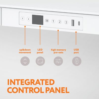 Electric Height Adjustable Desk-Sit-Stand Workstation with Drawer, Wireless Charging, Tempered Glass, Memory Control, Child Lock, Dual USB and Type-C Ports-White Home Office Desk
