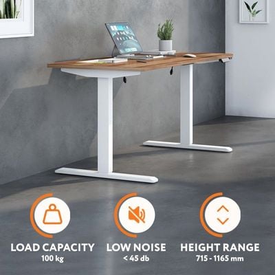 Electric Height-Adjustable Standing Desk Frame, Ergonomic Sit-Stand Workstation, Customizable Height, Dual Motor Design, Smart Controller for Home & Office, White (Frame Only)