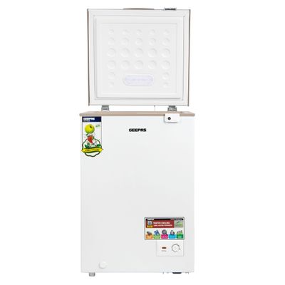 120L Gross/100L Net Capacity Free Standing Chest Freezer With Compressor Switch Off Function, LED Light, Lock & Key, High Efficiency Monolithic Foaming, 1 Food Basket, Adjustable Thermostat 120 L 100 W GCF1206WAH White