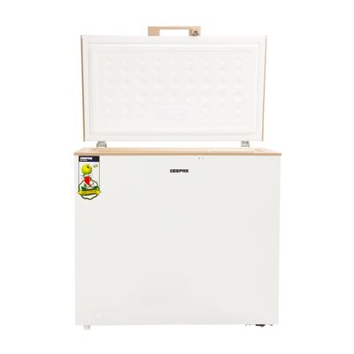 250L Chest Freezer Adjustable Thermostat -18Â°C Frozen Temperature | 1pc Food Basket | Compressor Switch off function , 100% HCF & FCKW Free | 125W, High efficiency Monolithic Foaming| LED Light with Lock & Key 250 L GCF2506WAH White