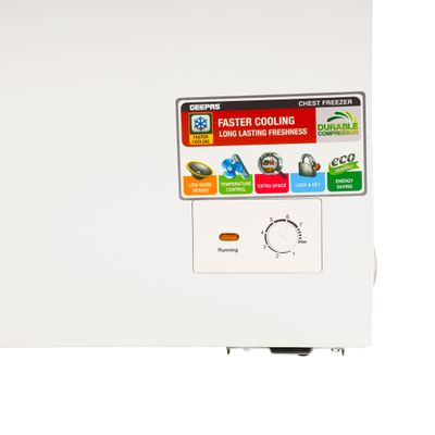 250L Chest Freezer Adjustable Thermostat -18Â°C Frozen Temperature | 1pc Food Basket | Compressor Switch off function , 100% HCF & FCKW Free | 125W, High efficiency Monolithic Foaming| LED Light with Lock & Key 250 L GCF2506WAH White