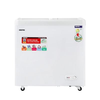 Geepas Chest Showcase Freezer-Convertible Freezer And Fridge Function | Faster Cooling Long Lasting Freshness With Temperature Control 260 L 220 W GCF2622SG White