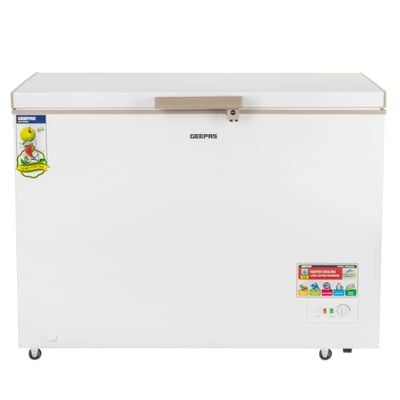 Geepas Chest Freezer, Freestanding Chest Freezer | 350L Deep Freezer with Adjustable Thermostat | 2pc Food Basket Included | LED Light | Comes with Lock & Key 350 L GCF3506WAH White