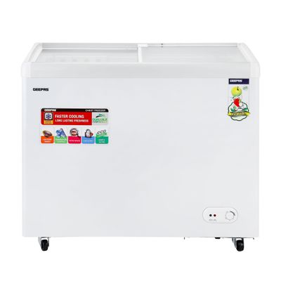 Faster Cooling Chest Showcase Freezer Convertible Freezer and Fridge Function Long Lasting Freshness with Temperature Control 220 W GCF3523SG White