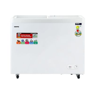 Faster Cooling Chest Showcase Freezer Convertible Freezer and Fridge Function Long Lasting Freshness with Temperature Control 220 W GCF3523SG White