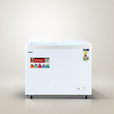 Faster Cooling Chest Showcase Freezer Convertible Freezer and Fridge Function Long Lasting Freshness with Temperature Control 220 W GCF3523SG White