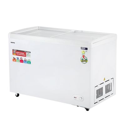 Geepas Chest Showcase Freezer Storage Capacity 425 L Convertible Freezer And Fridge Function Faster Cooling Long Lasting Freshness With Temperature Control 250 W GCF4220SG White