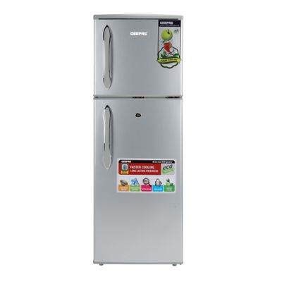 180L Double Door Refrigerator - Durable Double Door Refrigerator, Fast Cooling & Preserves Freshness, Low Noise, Energy Efficient, In-Built Deodorizer, Tempered Glass Shelves 132L Net Capacity, Fridge capacity -98L, Freezer Capacity-34L 120 W GRF1856SPN Silver