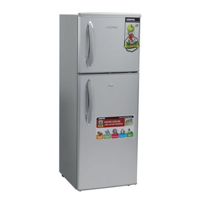 180L Double Door Refrigerator - Durable Double Door Refrigerator, Fast Cooling & Preserves Freshness, Low Noise, Energy Efficient, In-Built Deodorizer, Tempered Glass Shelves 132L Net Capacity, Fridge capacity -98L, Freezer Capacity-34L 120 W GRF1856SPN Silver