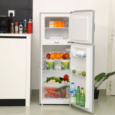 180L Double Door Refrigerator - Durable Double Door Refrigerator, Fast Cooling & Preserves Freshness, Low Noise, Energy Efficient, In-Built Deodorizer, Tempered Glass Shelves 132L Net Capacity, Fridge capacity -98L, Freezer Capacity-34L 120 W GRF1856SPN Silver