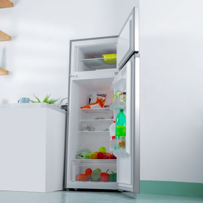 240L Gross - 171L Net Capacity, Double Door Defrost Refrigerator With faster Cooling, Long Lasting Freshness, Extra Space, VCM Steel Body,Tempered Glass Shelves, Handle Lock And Key, Temperature Control, LED Lighting GRF2400SXE Silver