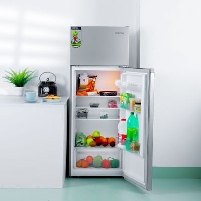 240L Gross - 171L Net Capacity, Double Door Defrost Refrigerator With faster Cooling, Long Lasting Freshness, Extra Space, VCM Steel Body,Tempered Glass Shelves, Handle Lock And Key, Temperature Control, LED Lighting GRF2400SXE Silver