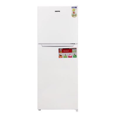 Geepas 270L Gross/ 200L Net Capacity No Frost Double Door Refrigerator With Multi Air Flow, Refrigerator Crisper Box, Big Vegetable Box, Grip Handle Glass Shelves, Chrome Bottle Handle & Chiller Shelves, Transparent Door Basket GRF2708WPN White