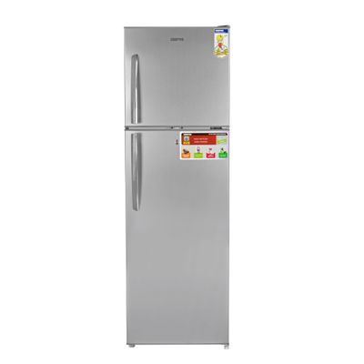 Geepas 320L Gross / 251L Net Capacity, No Frost Double Door Free Standing Refrigerator With Multi air Flow, Twist Ice Maker, Temperature Control, Stainless Steel Finish, Glass Shelves, Fridge - 198L/Freezer- 53L capacity GRF3207SSXXN Silver