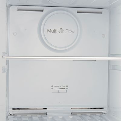 Geepas 320L Gross / 251L Net Capacity, No Frost Double Door Free Standing Refrigerator With Multi air Flow, Twist Ice Maker, Temperature Control, Stainless Steel Finish, Glass Shelves, Fridge - 198L/Freezer- 53L capacity GRF3207SSXXN Silver