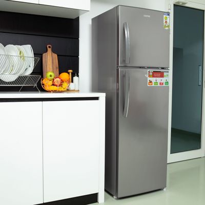 320L Gross / 251L Net Capacity, No Frost Double Door Free Standing Refrigerator With Multi air Flow, Twist Ice Maker, Temperature Control, Stainless Steel Finish, Glass Shelves, Fridge - 198L/Freezer- 53L capacity GRF3207SSXXN Silver