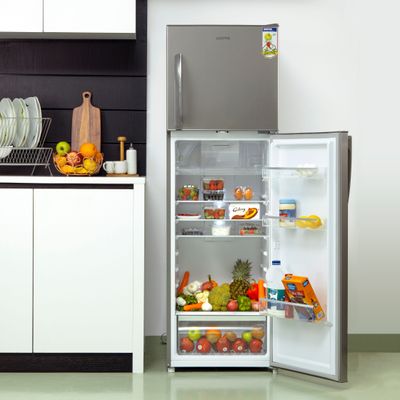 320L Gross / 251L Net Capacity, No Frost Double Door Free Standing Refrigerator With Multi air Flow, Twist Ice Maker, Temperature Control, Stainless Steel Finish, Glass Shelves, Fridge - 198L/Freezer- 53L capacity GRF3207SSXXN Silver