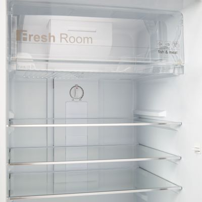 Geepas 320L Gross / 251L Net Capacity, No Frost Double Door Free Standing Refrigerator With Multi air Flow, Twist Ice Maker, Temperature Control, Stainless Steel Finish, Glass Shelves, Fridge - 198L/Freezer- 53L capacity GRF3207SSXXN Silver