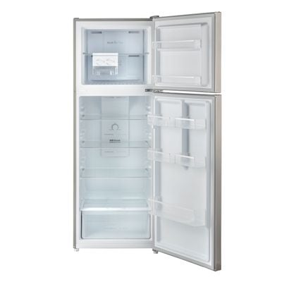 Geepas 410L Gross/348L Net Capacity, No Frost Double Door Refrigerator With Multi Airflow, Twist Ice Maker, Stainless Steel Finish, Separate Temperature Control For Fridge & Freezer,  Fridge - 270L/Freezer- 78L capacity GRF4120SSXN Silver