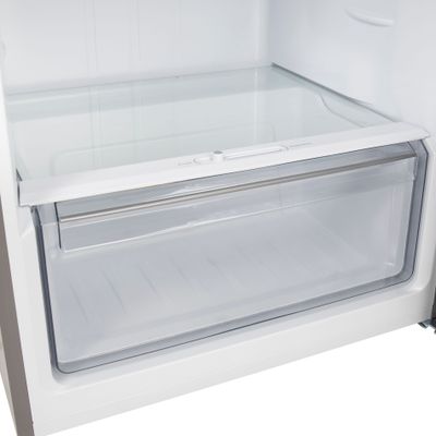 Geepas 500L Gross/420L Net Capacity No Frost Double Door Refrigerator With Multi Airflow, Recessed Handle, Lock & Key, LED Interior Light, Ice Tray, Egg Tray, Unbreakable Glass Shelves, Large Crisper Drawer With Humidity Control,  Fridge - 325L/Freezer- 95L capacity GRF5109SXHN Silver