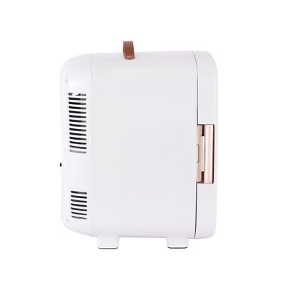 Geepas Mini Refrigerator Ideal for Home and Car With Semiconductor Direct Cooling AC/DC Working| Easy to Carry Perfect for Camping, and Picnic 2 Year Warranty 10.0 L GRF63052 White,Gold