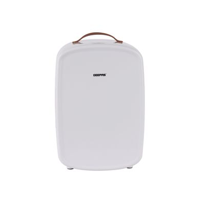 Geepas Mini Refrigerator Ideal for Home and Car With Semiconductor Direct Cooling AC/DC Working| Easy to Carry Perfect for Camping, and Picnic 2 Year Warranty 10.0 L GRF63052 White,Gold