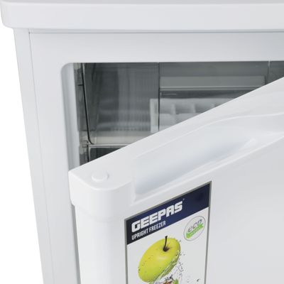 120L Gross/ 85L Net Capacity Upright Freezer With Tropical Compressor, No Fan, Recessed Handle, Lock & Key, 4 Crystal Freezer Drawers, Adjustable Thermostat, 100% HCF & FCKW Free, Inside Condensor 0 W GRFU1206 White