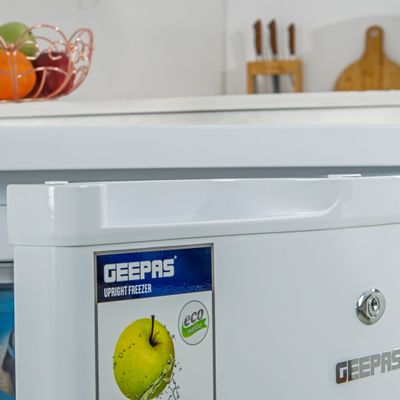 120L Gross/ 85L Net Capacity Upright Freezer With Tropical Compressor, No Fan, Recessed Handle, Lock & Key, 4 Crystal Freezer Drawers, Adjustable Thermostat, 100% HCF & FCKW Free, Inside Condensor 0 W GRFU1206 White