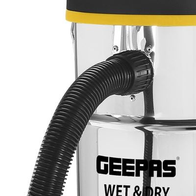 Wet and Dry Stainless Steel Vacuum Cleaner with Elegant Body, Adjustable Suction on Handle / Power Rating : AC 220 â€“ 240 (50/60 Hz) 25 L 2300 W GVC19011N Silver/Black/Yellow