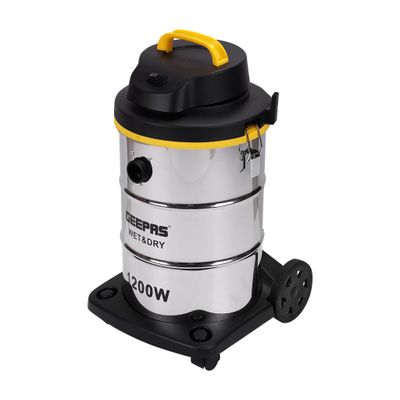 Wet and Dry Vacuum Cleaner | 1200W Stainless Steel Drum Tank with Powerful Copper Motor |Comfortable Handle, Rolling wheels with Easy Parking Nozzle & Dust Full Indicator 23 L 1200 W GVC19012 Silver/Black/Yellow