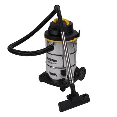 Wet and Dry Vacuum Cleaner | 1200W Stainless Steel Drum Tank with Powerful Copper Motor |Comfortable Handle, Rolling wheels with Easy Parking Nozzle & Dust Full Indicator 23 L 1200 W GVC19012 Silver/Black/Yellow