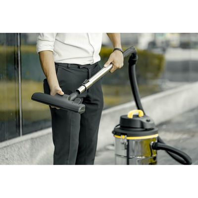 Wet and Dry Vacuum Cleaner | 1200W Stainless Steel Drum Tank with Powerful Copper Motor |Comfortable Handle, Rolling wheels with Easy Parking Nozzle & Dust Full Indicator 23 L 1200 W GVC19012 Silver/Black/Yellow