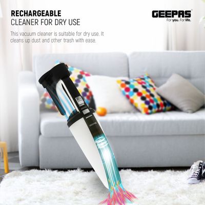 Vacuum Cleaner| Rechargeable And Handheld, Wet & Dry 400 ML Dust Bag Capacity With LED Indicator Light| Lithium Technology Low Noise| Crevice Nozzle, Small Brush And Wall Mount Bracket| HEPA Filter| Home And Office Use 0.4 L 75 W GVC19015UK Black/White