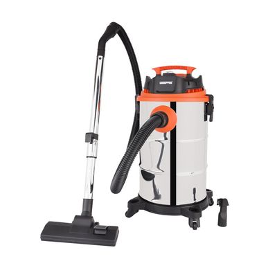 Geepas Vacuum Cleaner, 30L Dust Bag Capacity, 5M Cord Length, 3 In 1 Function, Wet, Dry And Blow, Powerful Suction, Perfect For Home, Office, Apartments, Easy To Move 1400 W GVC19032 Silver