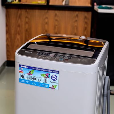 Fully Automatic Top Loaded Washing Machine 6kg - Auto-Imbalance, Gentle Fabric Care, Turbo Wash, Anti Vibration & Noise, Child Lock, Stainless Steel Drum GFWM6800LCQ White/Black