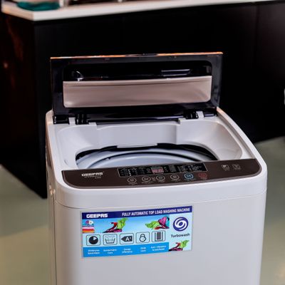 Fully Automatic Top Loaded Washing Machine 6kg - Auto-Imbalance, Gentle Fabric Care, Turbo Wash, Anti Vibration & Noise, Child Lock, Stainless Steel Drum GFWM6800LCQ White/Black