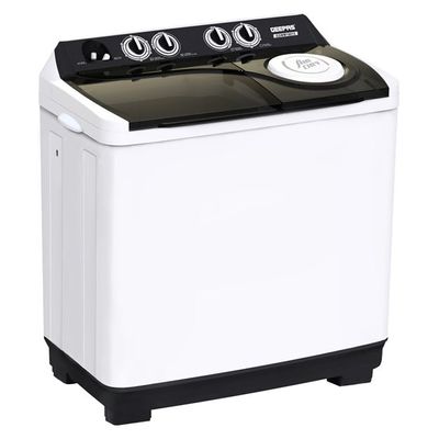 Twin Tub Semi-Automatic Washing Machine| Fully Knob Control and Semi-Automatic Top Load Washing Machine| Two Water Nets in One Waterfall| Water Inlet Bubble Marker Function 700 W GSWM18012 White/Black