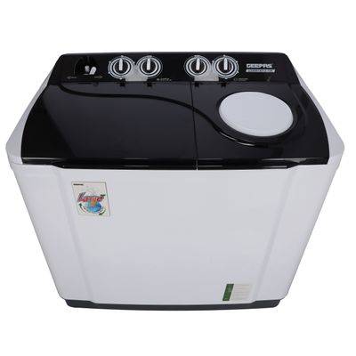 Twin Tub Semi-Automatic Washing Machine| Fully Knob Control and Semi-Automatic Top Load Washing Machine| Two Water Nets in One Waterfall| Water Inlet Bubble Marker Function 700 W GSWM18012 White/Black