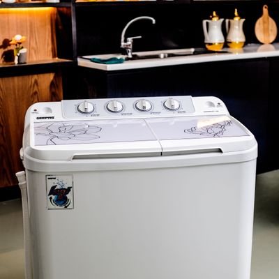 Twin Tub Semi-Automatic Washing Machine 9.2 Kg | 7 Kg Spin Capacity Powerful Motor High Back Control Panel Top Load Washing Machine| Tempered Glass Cover, Low Noise Motor, Magic Filter GSWM6467N White