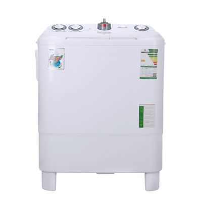 Geepas Twin Tub Semi-Automatic Washing Machine| High Back Control Panel and Semi-Automatic Top Load Washing Machine, Ripple Pulsator| Highly Effecient with Classic Design 400 W GSWM6468 White