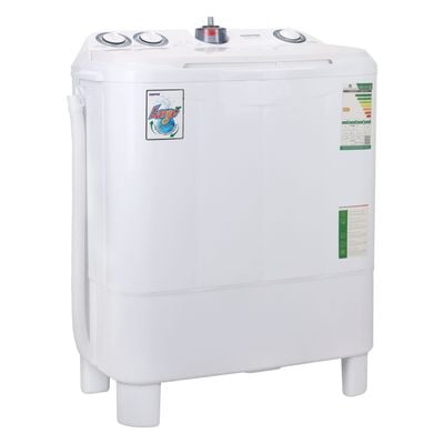 Geepas Twin Tub Semi-Automatic Washing Machine| High Back Control Panel and Semi-Automatic Top Load Washing Machine, Ripple Pulsator| Highly Effecient with Classic Design 400 W GSWM6468 White