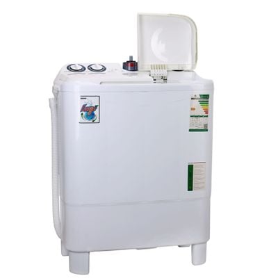 Geepas Twin Tub Semi-Automatic Washing Machine| High Back Control Panel and Semi-Automatic Top Load Washing Machine, Ripple Pulsator| Highly Effecient with Classic Design 400 W GSWM6468 White