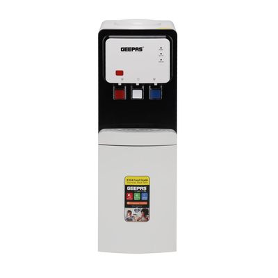 Geepas Hot and Cold Top Loded Water Dispenser| Stainless Steel Water Tank with Fast Cooling and 2 Taps, Hot and Cold| Low Noise and Environment Friendly, Perfect for Home, Shopping Malls, and Office GWD17019 white