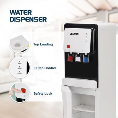 Hot and Cold Top Loded Water Dispenser| Stainless Steel Water Tank with Fast Cooling and 2 Taps, Hot and Cold| Low Noise and Environment Friendly, Perfect for Home, Shopping Malls, and Office GWD17019 white