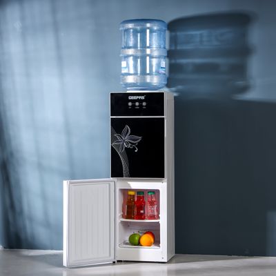 Top Loaded Water Dispenser With Refrigerator With Stainless Steel water Tank, Fast Cooling, 2 Tap- Hot & Cold, Child Safety Button, Cold Tank -2.8L Capacity, Hot Tank 1L Caacity GWD17023 Black & White