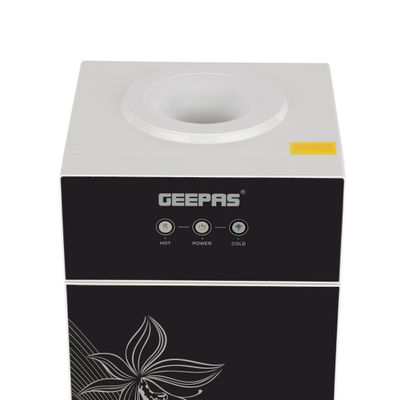 Geepas Top Loaded Water Dispenser With Refrigerator With Stainless Steel water Tank, Fast Cooling, 2 Tap- Hot & Cold, Child Safety Button, Cold Tank -2.8L Capacity, Hot Tank 1L Caacity GWD17023 Black & White