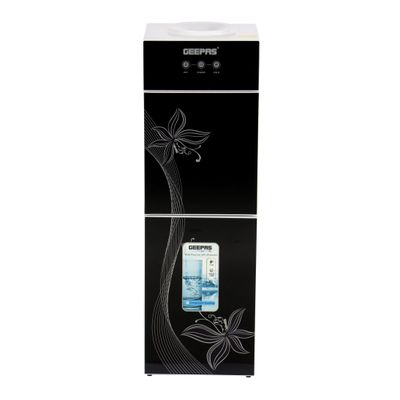 Geepas Top Loaded Water Dispenser With Refrigerator With Stainless Steel water Tank, Fast Cooling, 2 Tap- Hot & Cold, Child Safety Button, Cold Tank -2.8L Capacity, Hot Tank 1L Caacity GWD17023 Black & White