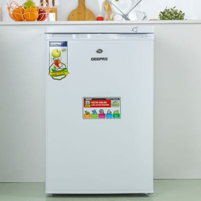 Geepas Top Loaded 3 Tap Hot, Cold & Normal Water Dispenser With Storage Compartment, Stainless Steel Water Tank, 5 L Hot & 2 L Cold Water Capacity/Hour GWD8354 White/Blue